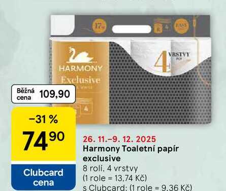 Harmony Toaletní papír exclusive, 8 rolí. 4 vrstvy  
