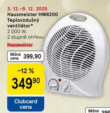 Hausmeister HM8200 Teplovzdušný ventilátor, 2.000 W. 2 stupně ohřevu 