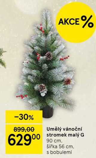Umělý vánoční stromek malý G, 90 cm, šířka 56 cm. s bobulemi