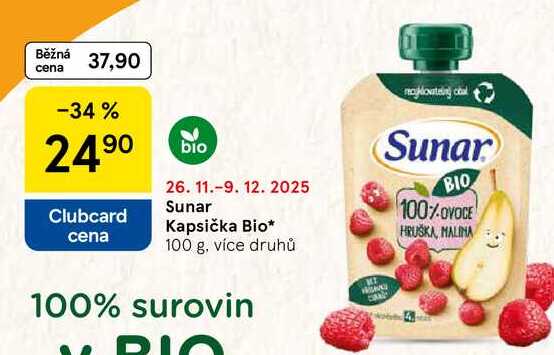 Sunar Kapsička Bio, 100 g, více druhů 