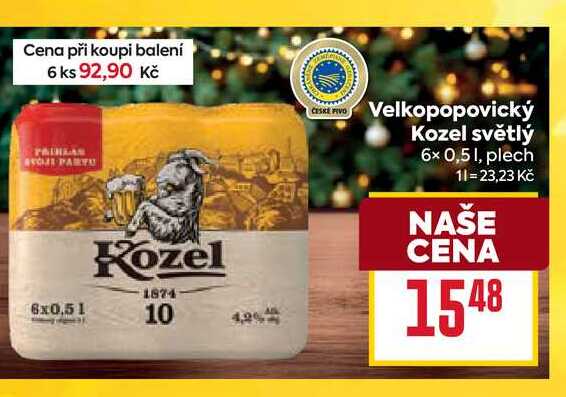 Velkopopovický Kozel světlý 6x 0,51, plech