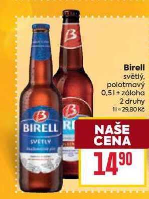 Birell světlý, polotmavý 0,5l