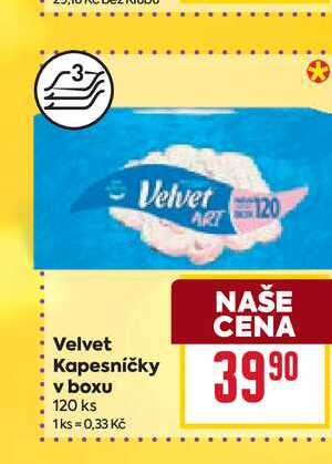Velvet Kapesníčky v boxu 120 ks