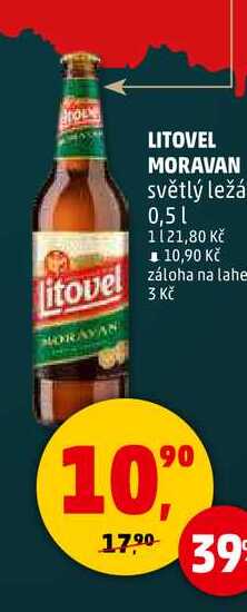 LITOVEL MORAVAN světlý ležák, 0,5 l