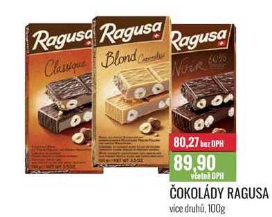 ČOKOLÁDY RAGUSA 100g 