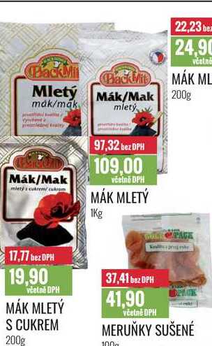 MÁK Mletý 200g/MÁK MLETÝ 1Kg/MÁK MLETÝ S CUKREM 200g
