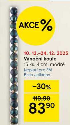 Vánoční koule 15 ks. 4 cm, modré