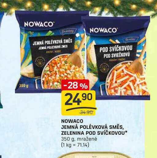 NOWACO JEMNÁ POLÉVKOVÁ SMĚS, ZELENINA POD SVÍČKOVOU 350 g, mražené
