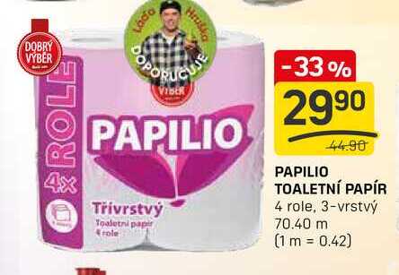 PAPILIO TOALETNÍ PAPÍR 4 role, 3-vrstvý