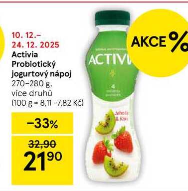 Activia Probiotický jogurtový nápoj, 270-280 g