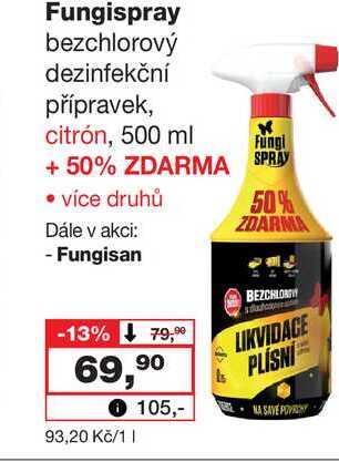 Fungispray bezchlorový dezinfekční přípravek, Fungi citrón, 500 ml 