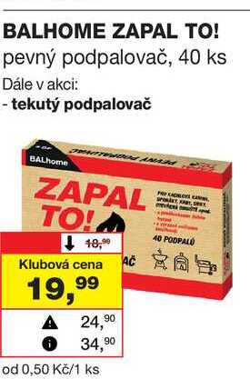 BALHOME ZAPAL TO! pevný podpalovač, 40 ks 