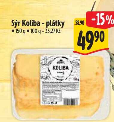 Sýr Koliba - plátky 150 g 