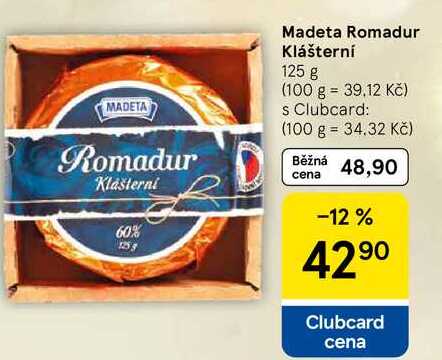 Madeta Romadur Klášterní, 125 g
