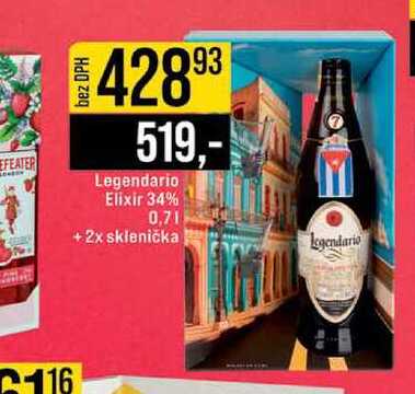 Legendario Elixir 34% 0,7l +2x sklenička 