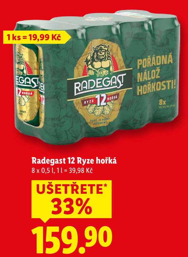Radegast 12 Ryze hořká, 8x 0,5 l