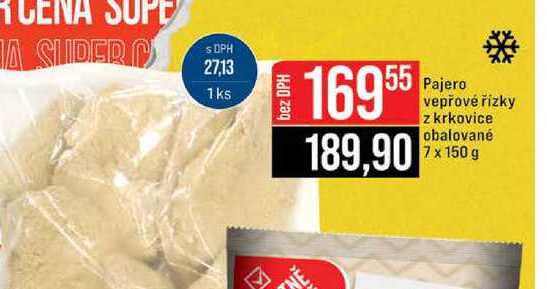 Pajero vepřové řízky z krkovice obalované 7 x 150 g