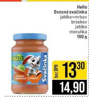 Hello Ovocná svačinka jablko+mrkev broskev jablko meruňka 190 g 
