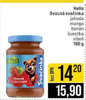 Hello Ovocná svačinka jahoda mango banán švestka višeň 190 g 