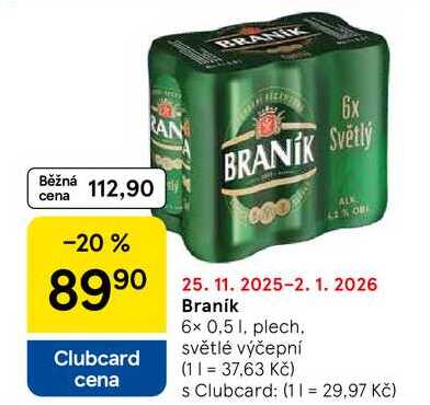 Braník, 6x 0.5 l, plech 