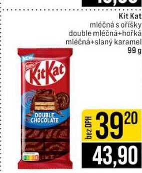 Kit Kat mléčná s oříšky double mléčná+hořká mléčná+slaný karamel 99 g 