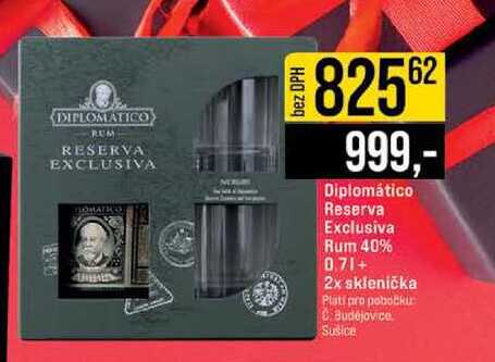 Diplomático Reserva Exclusiva Rum 40% 0,7l+ 2x sklenička 