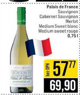 Palais de France Sauvignon Cabernet Sauvignon Merlot Medium Sweet blanc Medium sweet rouge 0,75l