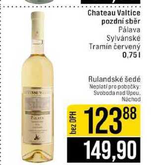 Chateau Valtice pozdní sběr Pálava Sylvánske Tramín červený 0,75l