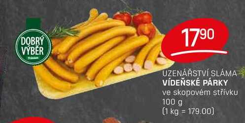 VÍDEŇSKÉ PÁRKY ve skopovém střívku 100 g