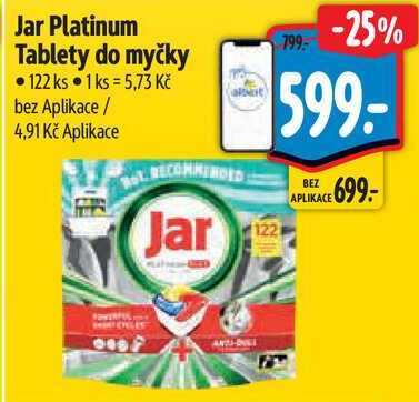 Jar Platinum Tablety do myčky, 122 ks