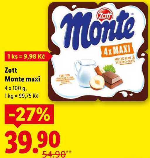 Zott Monte maxi, 4x 100 g
