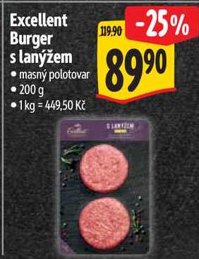 Excellent Burger s lanýžem, 200 g  