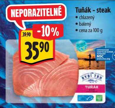 Tuňák - steak, cena za 100 g  