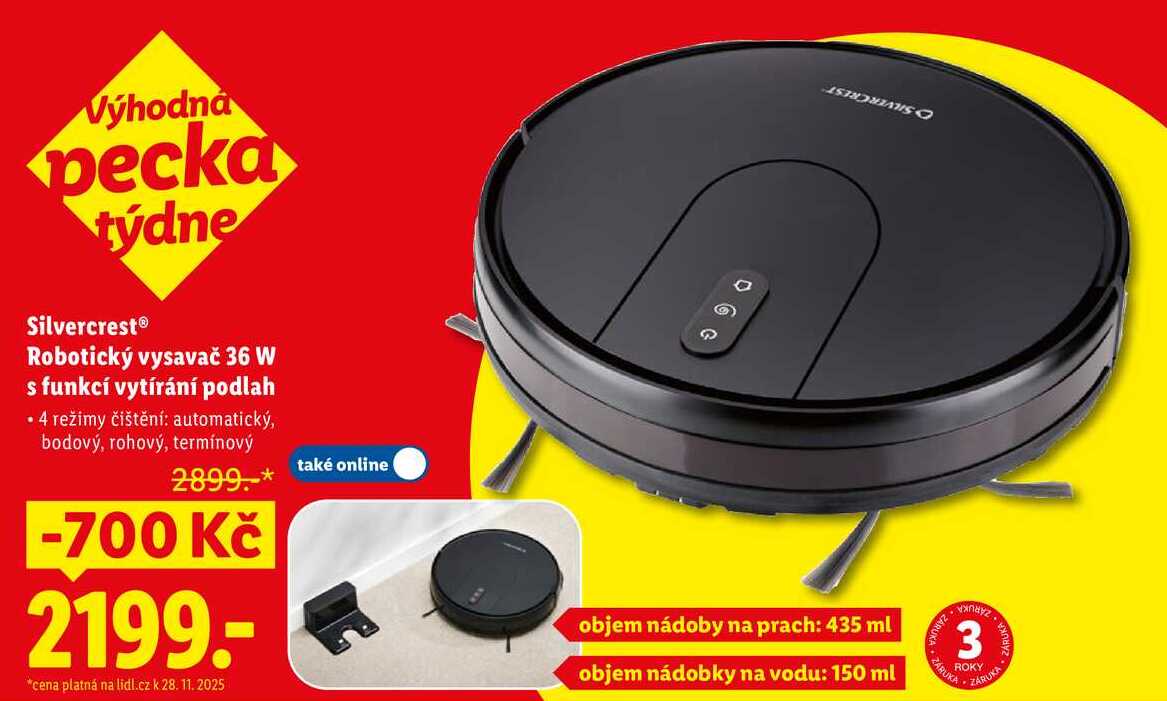 SilvercrestⓇ Robotický vysavač 36 W s funkcí vytírání podlah
