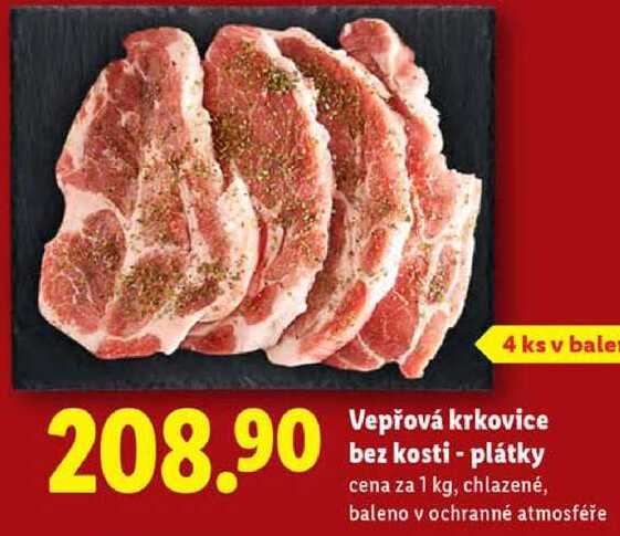 Vepřová krkovice bez kosti - plátky, cena za 1 kg