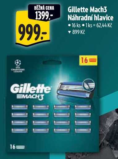 Gillette Mach3 Náhradní hlavice, 16 ks