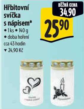 Hřbitovní svíčka nápisem, 140 g