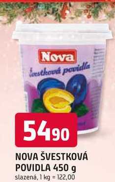 NOVA ŠVESTKOVÁ POVIDLA 450 g slazená