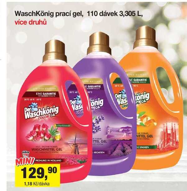 Waschkönig prací gel, 110 dávek 3,305 l