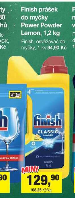 Finish prášek do myčky Power Powder Lemon, 1,2 kg
