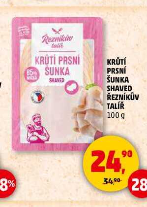 KRŮTÍ PRSNÍ ŠUNKA SHAVED ŘEZNÍKŮV TALÍŘ, 100 g