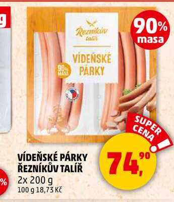 VÍDEŇSKÉ PÁRKY ŘEZNÍKŮV TALÍŘ, 2x 200 g