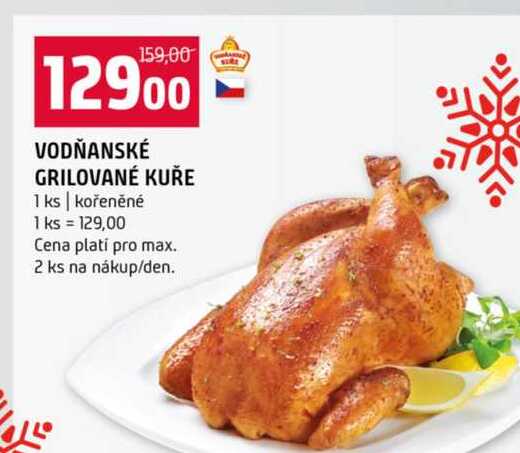 VODŇANSKÉ GRILOVANÉ KUŘE 1 ks kořeněné 1 ks