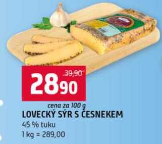 LOVECKÝ SÝR S ČESNEKEM 45% tuku 100g
