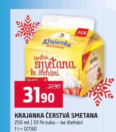 KRAJANKA ČERSTVÁ SMETANA 250 ml 33 % tuku ke šlehání