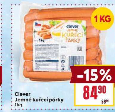 Clever Jemné kuřecí párky 1kg