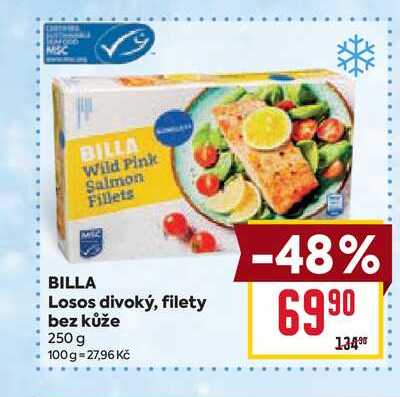 BILLA Losos divoký, filety bez kůže 250 g