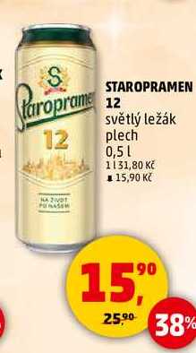 STAROPRAMEN 12 světlý ležák plech, 0,5 l v akci