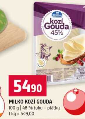 MILKO KOZÍ GOUDA 100 g 48 % tuku plátky 