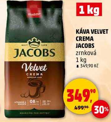KÁVA VELVET CREMA JACOBS zrnková, 1 kg